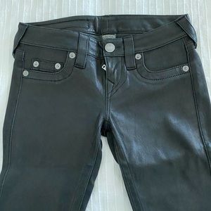 Leather - True religion brand new without tags skinny leather jean in size 24.